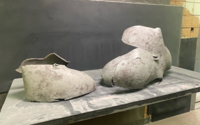 Ausstellung einer Fliegerbombe in der Viktorkirche